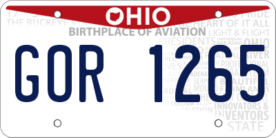 OH license plate GOR1265