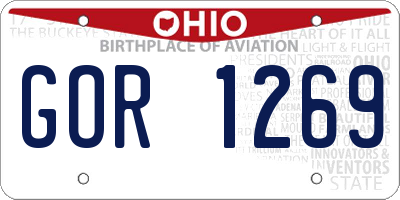 OH license plate GOR1269