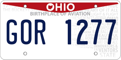 OH license plate GOR1277