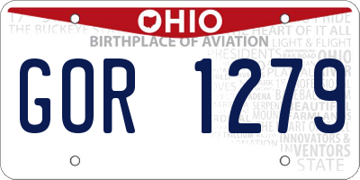OH license plate GOR1279