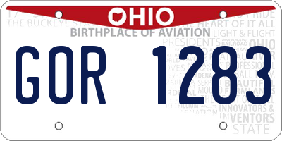 OH license plate GOR1283