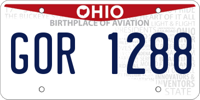 OH license plate GOR1288