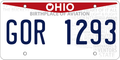 OH license plate GOR1293