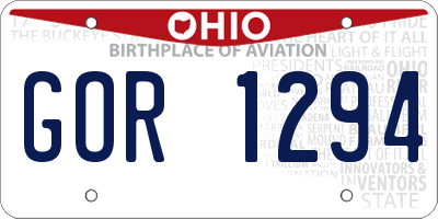 OH license plate GOR1294