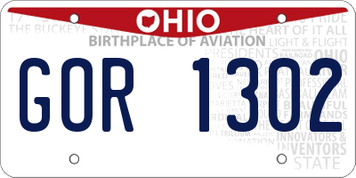 OH license plate GOR1302