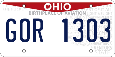 OH license plate GOR1303