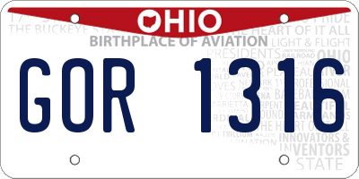 OH license plate GOR1316