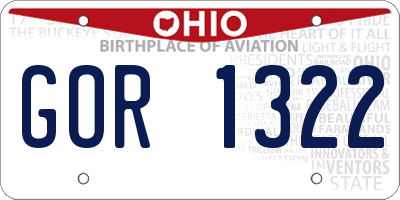 OH license plate GOR1322