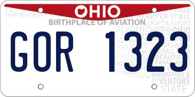 OH license plate GOR1323