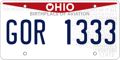 OH license plate GOR1333