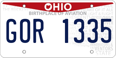 OH license plate GOR1335
