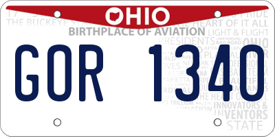 OH license plate GOR1340