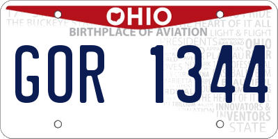 OH license plate GOR1344