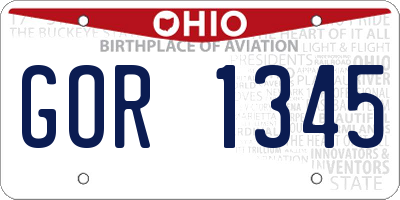 OH license plate GOR1345