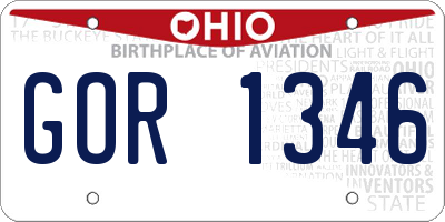 OH license plate GOR1346
