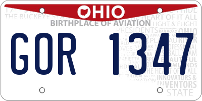 OH license plate GOR1347