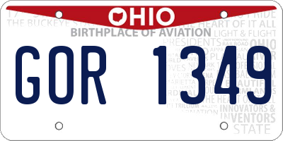 OH license plate GOR1349
