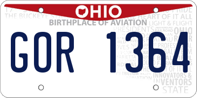 OH license plate GOR1364