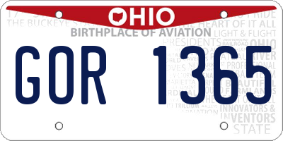 OH license plate GOR1365