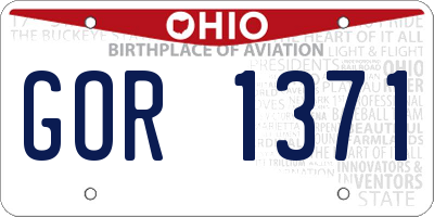 OH license plate GOR1371