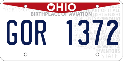 OH license plate GOR1372