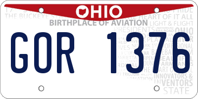 OH license plate GOR1376