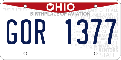 OH license plate GOR1377