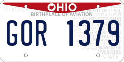 OH license plate GOR1379
