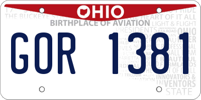 OH license plate GOR1381
