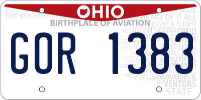 OH license plate GOR1383