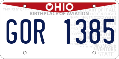 OH license plate GOR1385