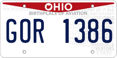 OH license plate GOR1386