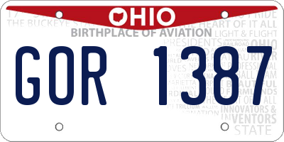 OH license plate GOR1387