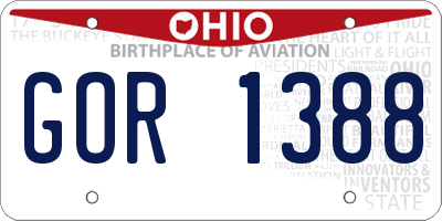 OH license plate GOR1388