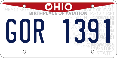 OH license plate GOR1391