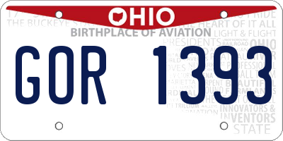 OH license plate GOR1393