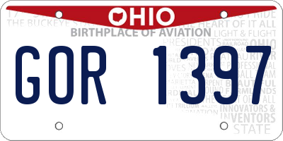 OH license plate GOR1397