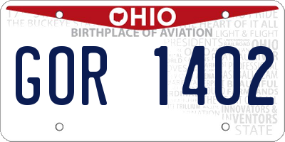 OH license plate GOR1402