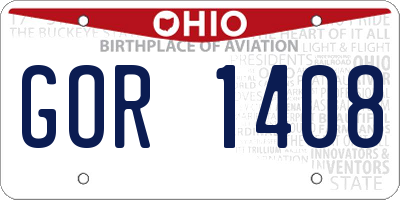 OH license plate GOR1408