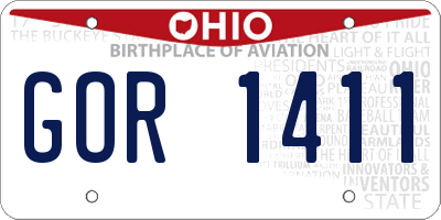 OH license plate GOR1411