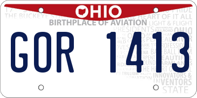 OH license plate GOR1413