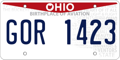 OH license plate GOR1423