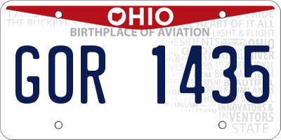 OH license plate GOR1435