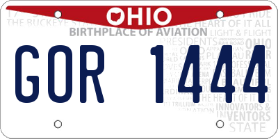 OH license plate GOR1444