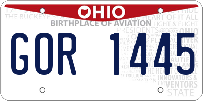OH license plate GOR1445
