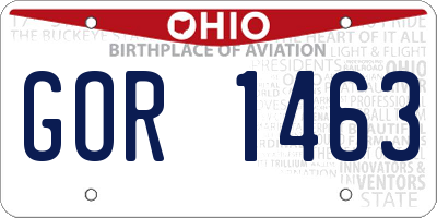 OH license plate GOR1463