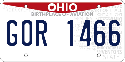 OH license plate GOR1466