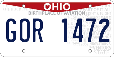 OH license plate GOR1472