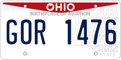 OH license plate GOR1476