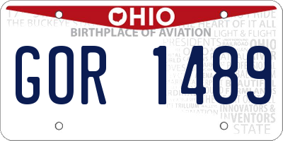 OH license plate GOR1489